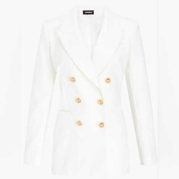 Express Editor Double Breasted Blazer in White NWT Size XS - Picture 13 of 13